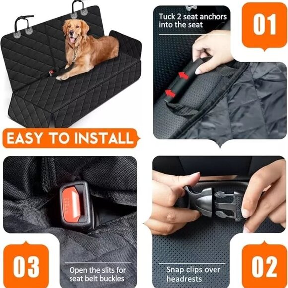 Car Back Seat Cover for Dogs Waterproof - Black and New - Picture 3 of 5